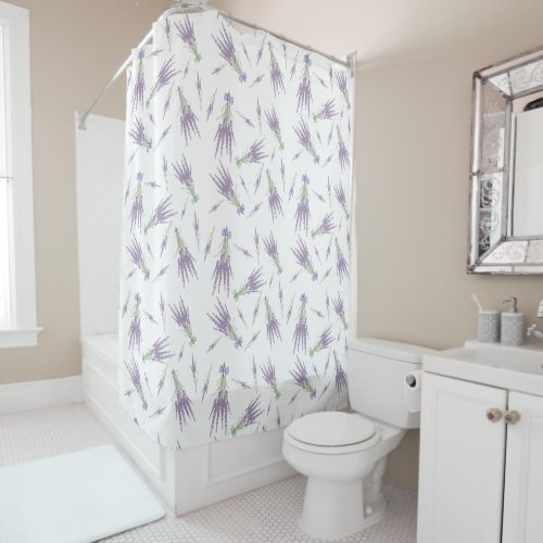 Rustic Dry Lavender Flower Bundles Pattern Shower Curtain