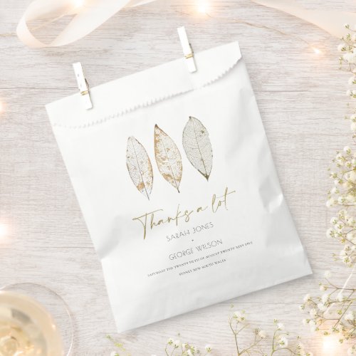Rustic Dry Vein Gold Rust Leaves Wedding Thank You Favor Bag