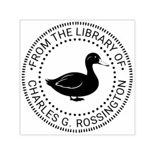 Rustic Duck Standing Library Book Name Self-inking Stamp