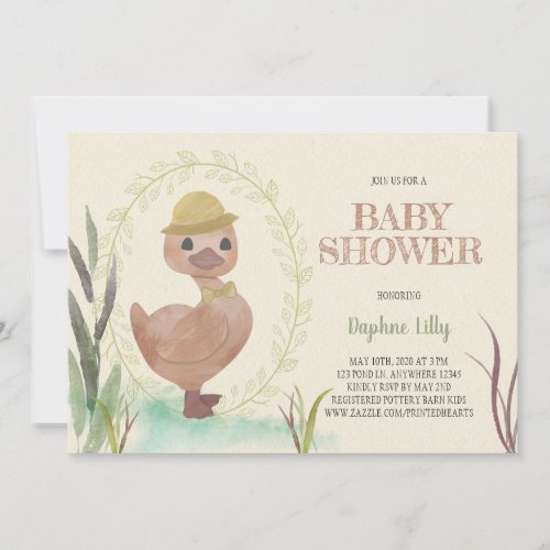 Rustic Duckling Boy Baby Shower Invitation 