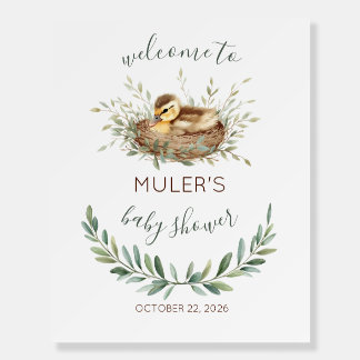Rustic Duckling & Greenery Watercolor Baby Shower  Foam Board