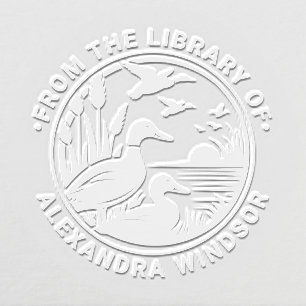 Rustic Ducks in Reeds Library Book Name Embosser