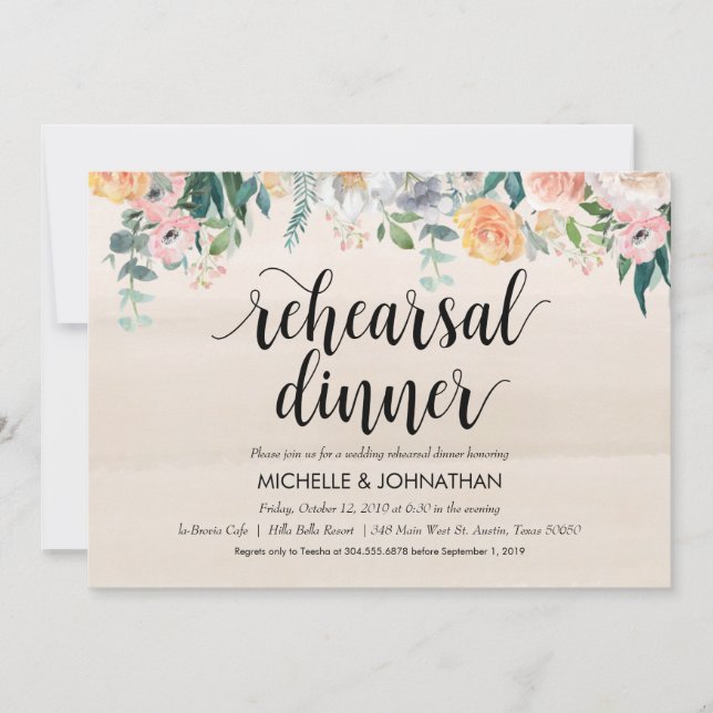 Rustic Dusk Wedding Rehearsal Dinner Invitations (Front)
