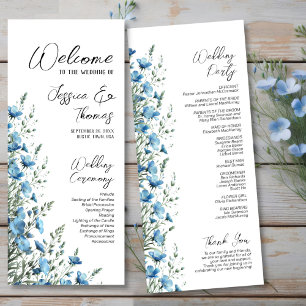 Rustic Dusty Blue Boho Chic Wildflowers Wedding Program