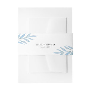 Rustic Dusty Blue Botanical Elegant Wedding Invitation Belly Band