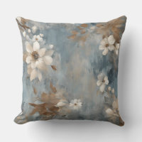 Rustic Dusty Blue Brown Cream Farmhouse Floral