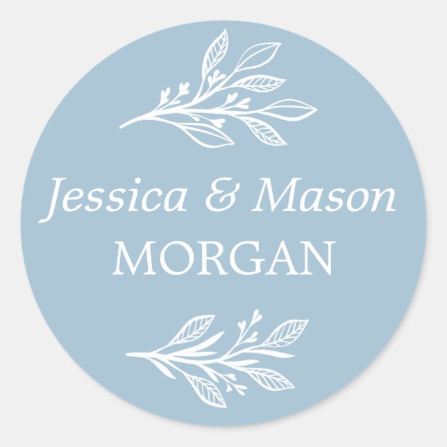 Rustic Dusty Blue Envelope Seals - Favor Stickers (Front)