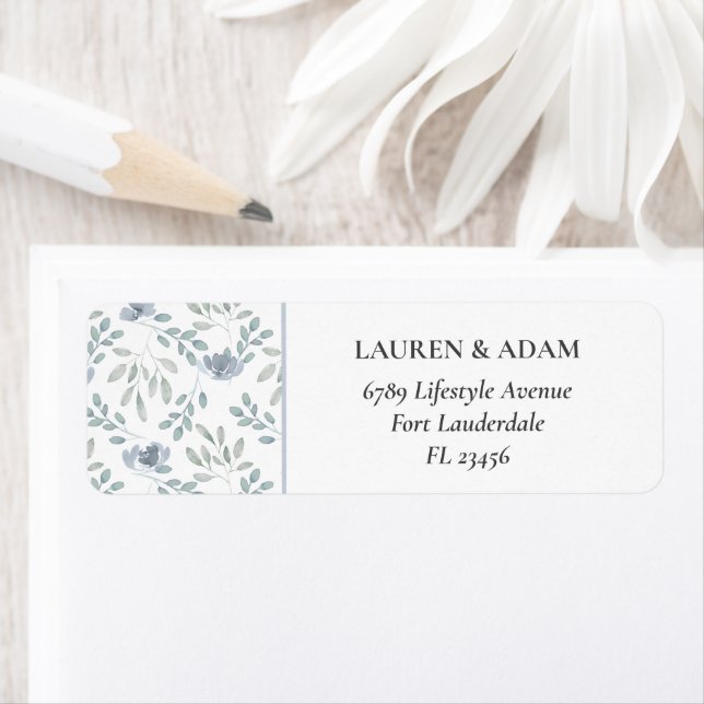 Rustic Dusty Blue Eucalyptus Address Label (Insitu)