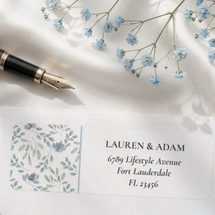 Rustic Dusty Blue Eucalyptus Address Label