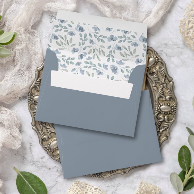 Rustic Dusty blue Eucalyptus & Floral Wedding Envelope (Creator Uploaded)