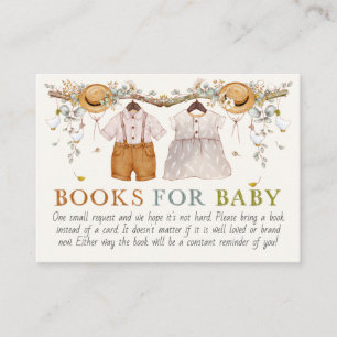 Rustic Dusty Blue Floral Cottagecore Books  Enclosure Card