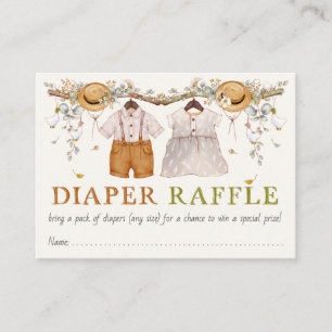 Rustic Dusty Blue Floral Cottagecore Diaper Raffle Enclosure Card