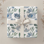 Rustic Dusty Blue Floral Watercolor Pattern  Wrapping Paper Sheets<br><div class="desc">This is a gorgeous original watercolor design created in our studio. The delicate dusty blue flowers contrast beautifully with the green foliage elements. Great for weddings,  anniversaries,  birthdays and more.</div>