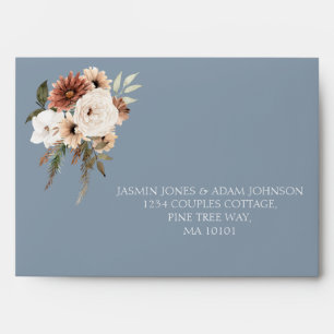 Rustic Dusty Blue Floral Wedding Address Envelope