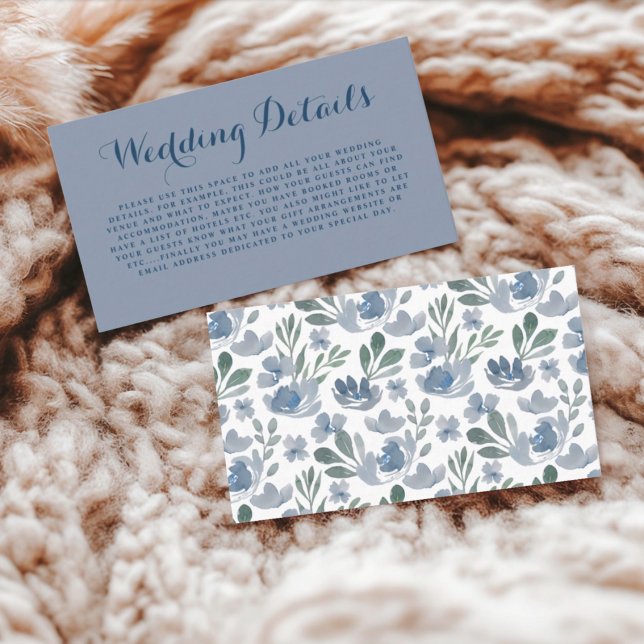 Rustic Dusty Blue Floral Wedding Details  Enclosur Enclosure Card (Creator Uploaded)