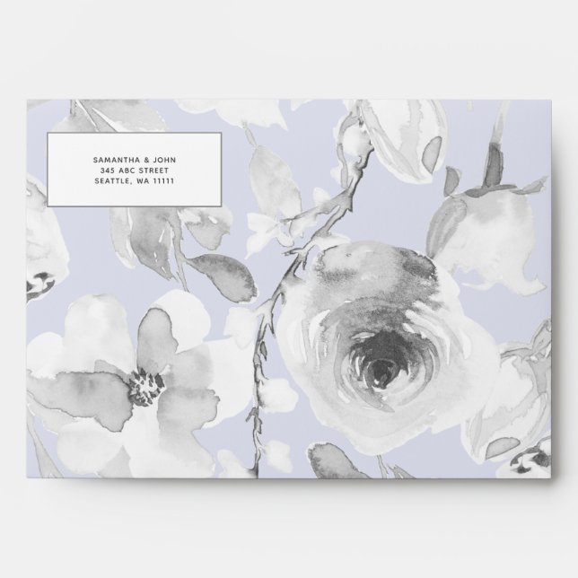 Rustic Dusty Blue Floral Wedding  Envelope (Front)
