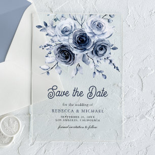 Rustic Dusty Blue Floral Wedding Save the Date