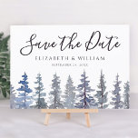 Rustic Dusty Blue Forest Save The Date<br><div class="desc">watercolor dusty blue trees save the date card. Customizable</div>
