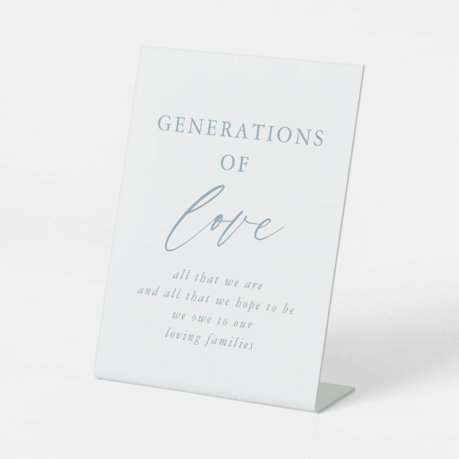 Rustic Dusty Blue Generations Of Love Wedding Sign (Front)