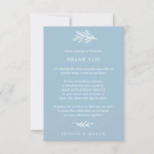 Rustic Dusty Blue In Lieu of Favors Place Card