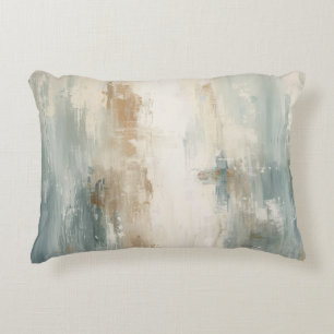 Rustic Dusty Blue Light Brown Abstract Farmhouse Accent Pillow
