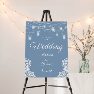 Rustic Dusty Blue Lights Wedding Foam Board