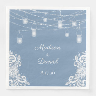 Rustic Dusty Blue Lights Wedding Napkins