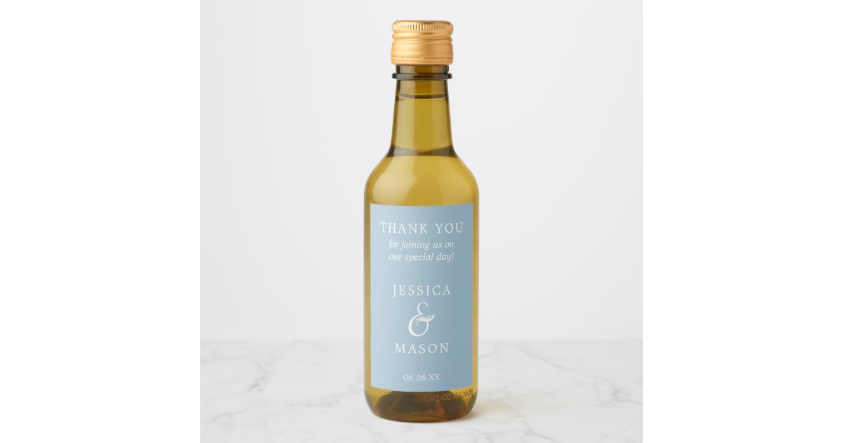 Rustic Dusty Blue Mini Wine Bottle Label Favor | Zazzle