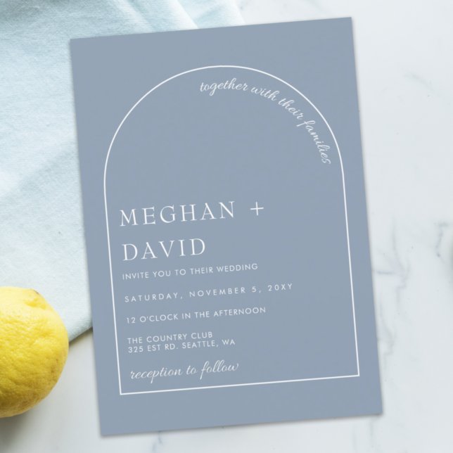 Rustic Dusty Blue Modern Arch Wedding  Invitation (Creator Uploaded)