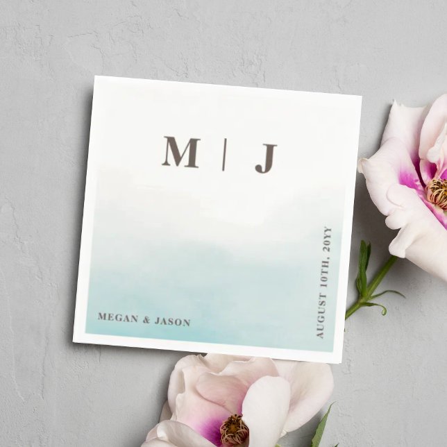 Rustic Dusty Blue Monogrammed Wedding Cocktail  Napkins (Creator Uploaded)