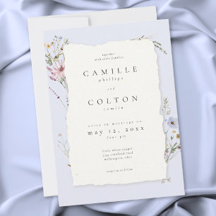 Rustic Dusty Blue Romantic Wildflower Wedding Invitation