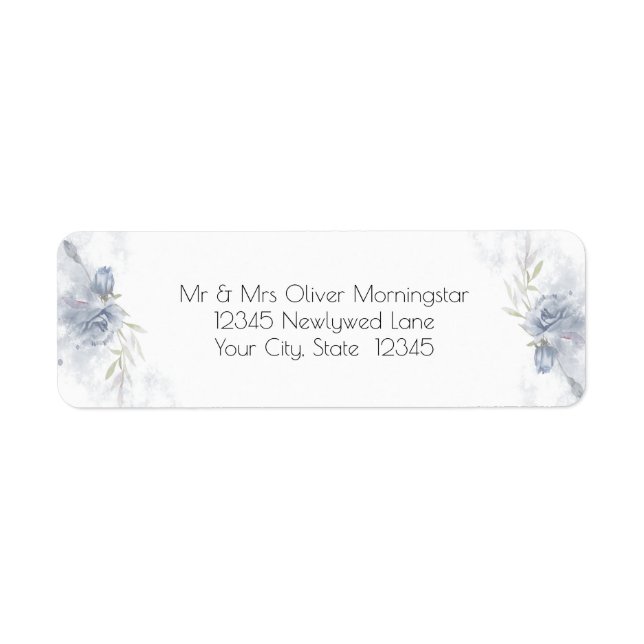 Rustic Dusty Blue Rose Floral Label (Front)
