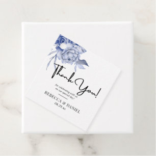 rustic dusty blue roses and other flowers favor tags