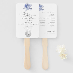 rustic dusty blue roses and other flowers hand fan