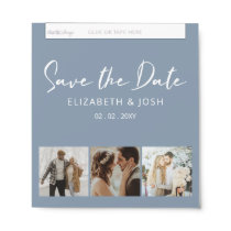 Rustic Dusty Blue Save The Date Three Photos  Hershey Bar Favors