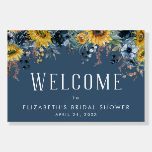 Rustic Dusty Blue Sunflowers Bridal Shower Welcome Foam Board