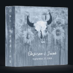 Rustic Dusty Blue Sunflowers Bull Skull 3 Ring Binder<br><div class="desc">Rustic dusty blue western wedding boho sunflowers wedding album keepsake for the newlyweds. Rodeo cowboy bull skull with horns country texture. Floral barn wood vintage bohemian. Farmhouse cowgirl style design. Look for matching products in this collection. Image copyright Marg Seregelyi Photography.</div>