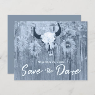 Rustic Dusty Blue Sunflowers Bull Skull Budget