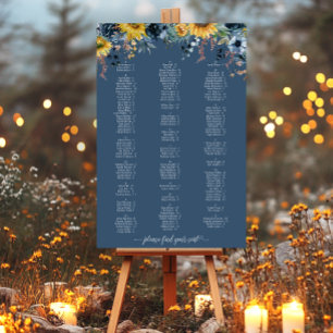 Rustic Dusty Blue Sunflowers Wedding Seating Foam Board