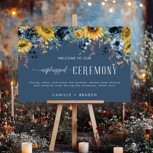 Rustic Dusty Blue Sunflowers Wedding Unplugged Foam Board (Rustic Dusty Blue Sunflowers Wedding Unplugged Foam Board)