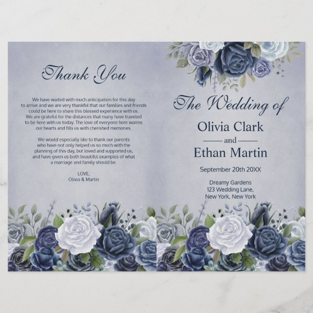 Rustic Dusty Blue Watercolor Floral (Front)