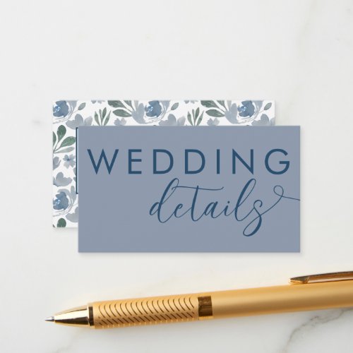 Rustic Dusty Blue  Watercolor Floral Wedding Enclosure Card