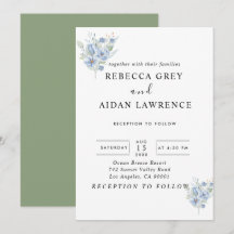 rustic dusty blue watercolor flowers & leaves