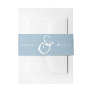 Rustic Dusty Blue Wedding Invitation Belly Bands Band