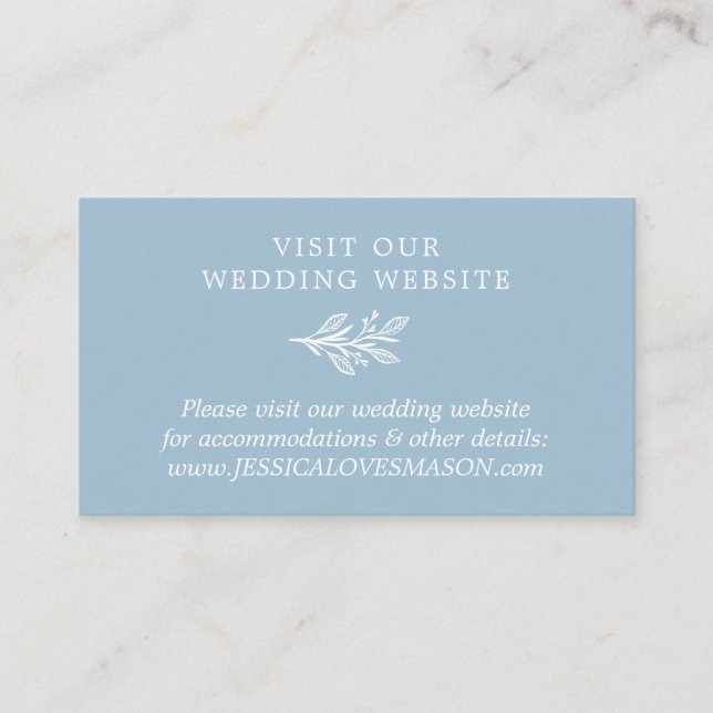 Rustic Dusty Blue Wedding Website Insert Card (Front)