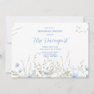 Rustic Dusty Blue Wildflower Bridesmaids Luncheon Invitation