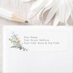 Rustic Dusty Blue Wildflowers & Daisies Shower Label