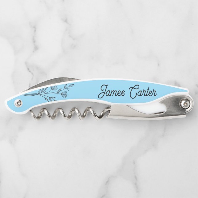 Rustic Dusty Blue Wine Bottle Opener (Back)