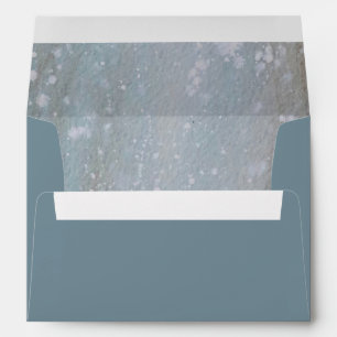 Rustic Dusty Blue Winter Forest Watercolor Wedding Envelope