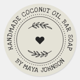 Rustic Dusty Ivory Greenery Handmade Classic Round Sticker